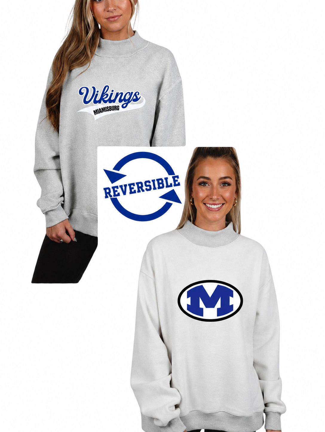 π Miamisburg Vikings Mock Neck Sweatshirt (Vikings Script with Circle M)