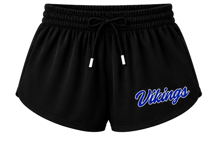 YOUTH-Black Butterfly Shorts with Vikings Script-YOUTH