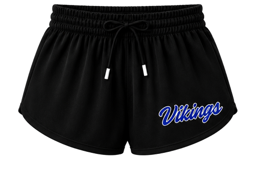 YOUTH-Black Butterfly Shorts with Vikings Script-YOUTH